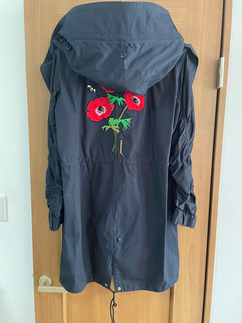 ミュベール　ネイビー　刺繍　モッズコート