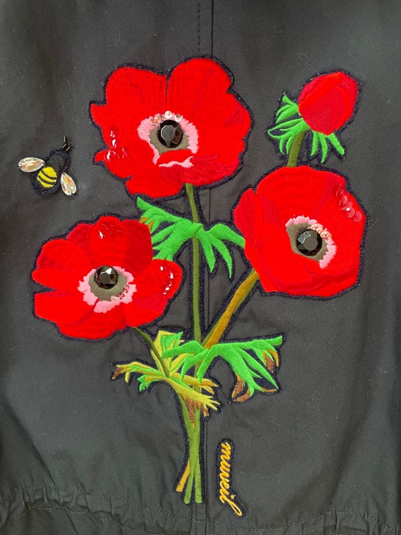 ミュベール　ネイビー　刺繍　モッズコート