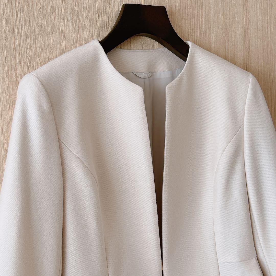 【1058】アナイ　ウールツイルジャージペプラムジャケット　フォーマル　38