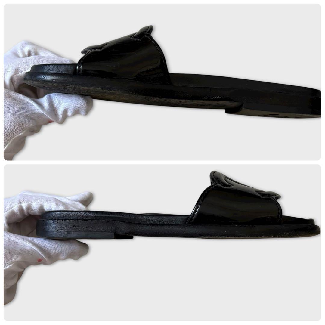 シャネル ココマーク フラットサンダル エナメル 23.5 箱付き