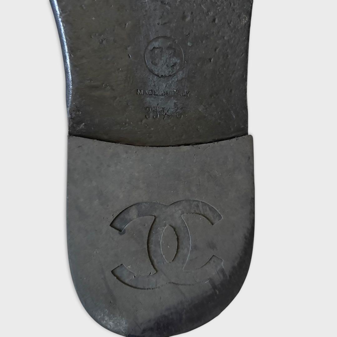 シャネル ココマーク フラットサンダル エナメル 23.5 箱付き