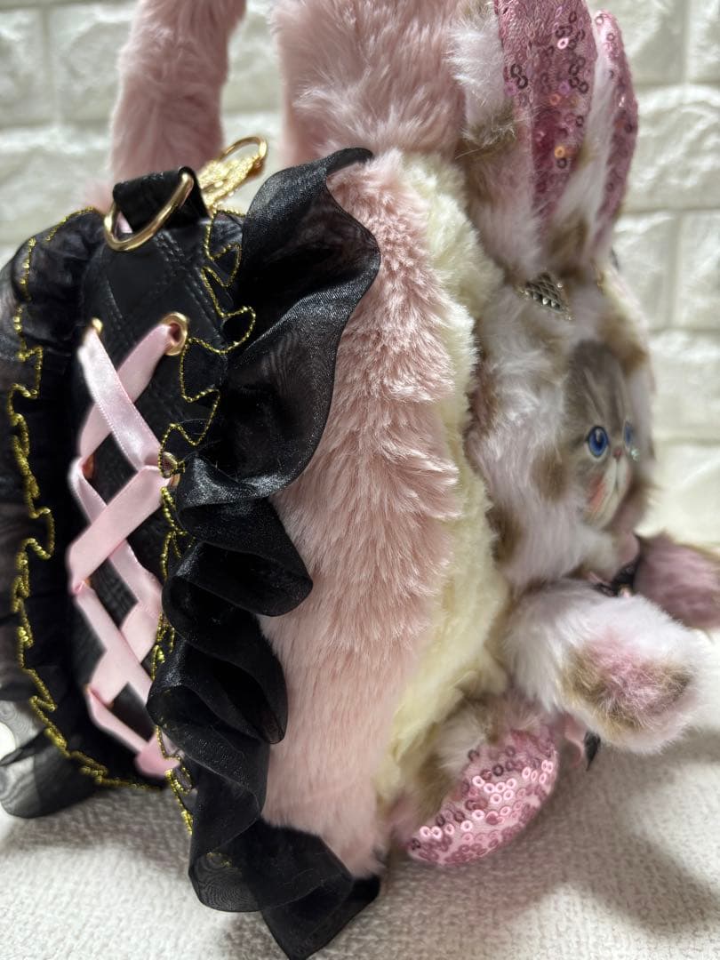 そ*2様 コヤンイサムチョン　ファーフリルバッグ　ピンク　ルミちゃん　ヒョウ柄う