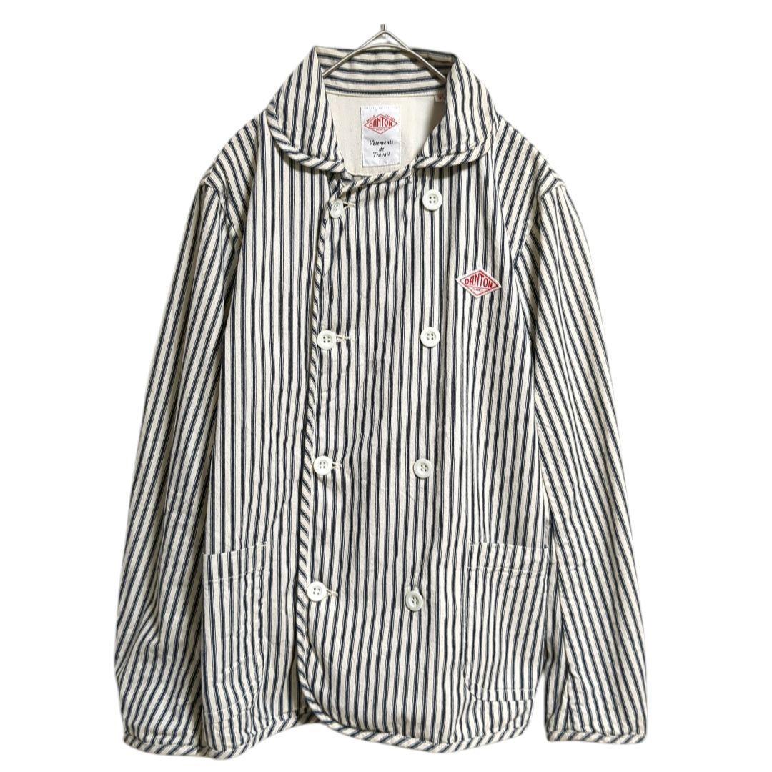 ダントン ヒッコリー 丸襟　コットン　ストライプ　ジャケット アウター　 S