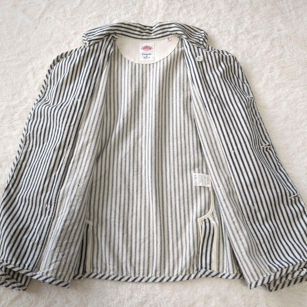 ダントン ヒッコリー 丸襟　コットン　ストライプ　ジャケット アウター　 S
