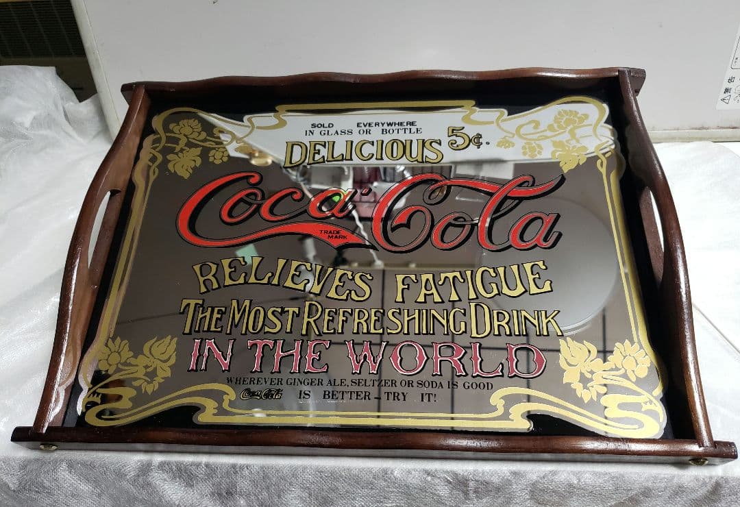 Coca-Cola コカコーラ ヴィンテージ パブミラー 木製トレイ