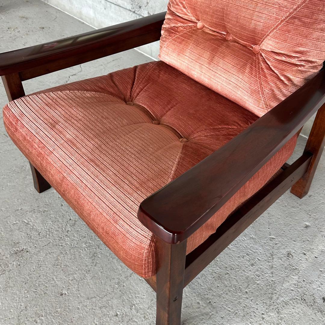 ★80s★ 昭和レトロ 森繁 MORISHIGE 1Pソファ｜無垢木枠 和モダン