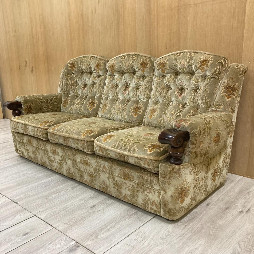 【オールドカリモク】金華山　３人掛けソファ　トリプルソファ　ヴィンテージ