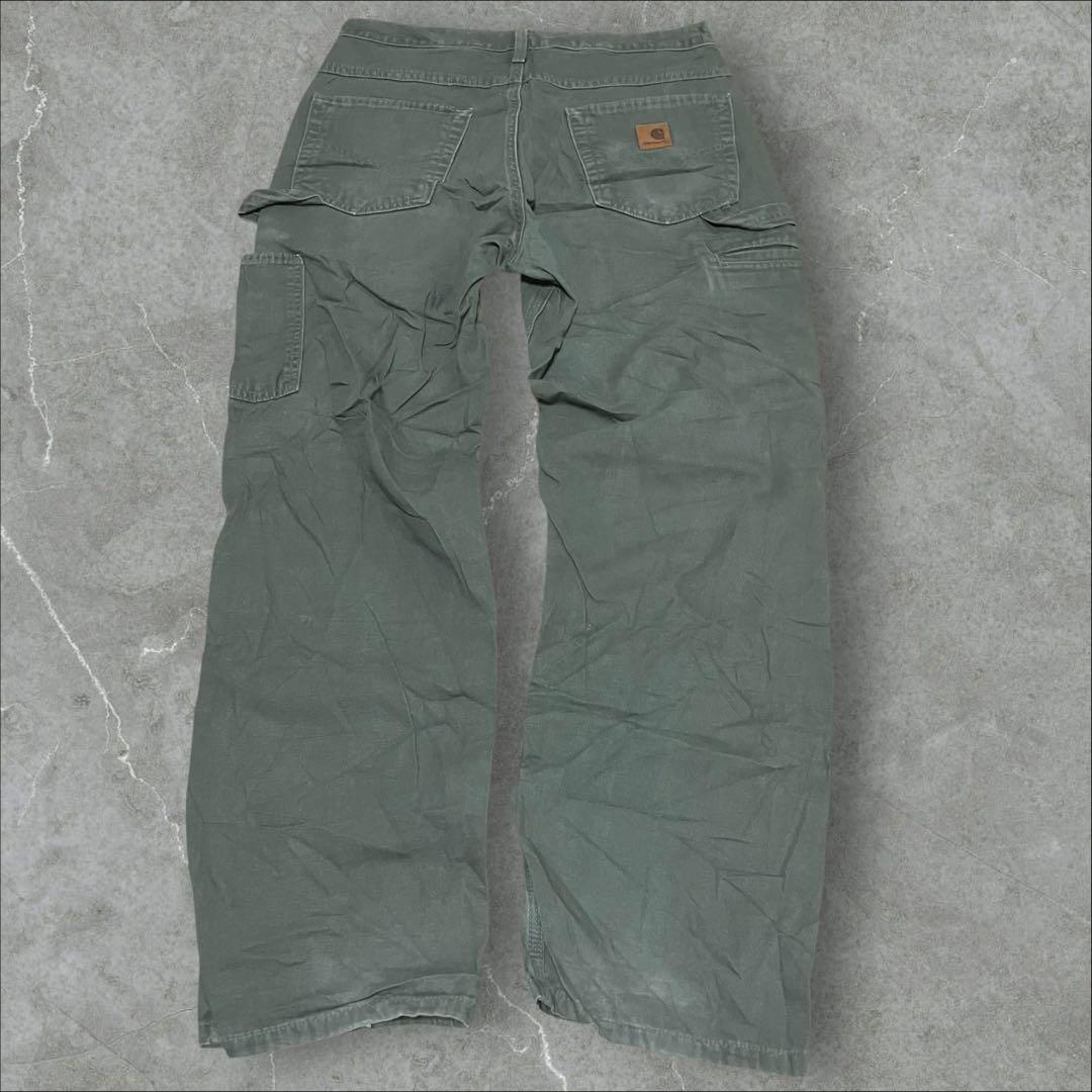 バ*中様 carhartt ダック ペインターパンツ ルーズフィット　モスグリー