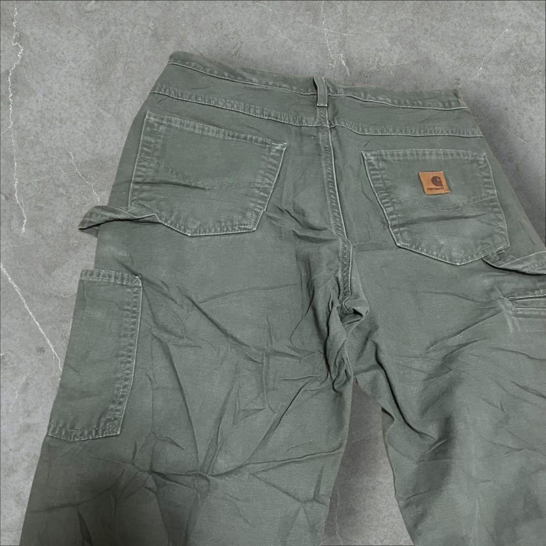 バ*中様 carhartt ダック ペインターパンツ ルーズフィット　モスグリー
