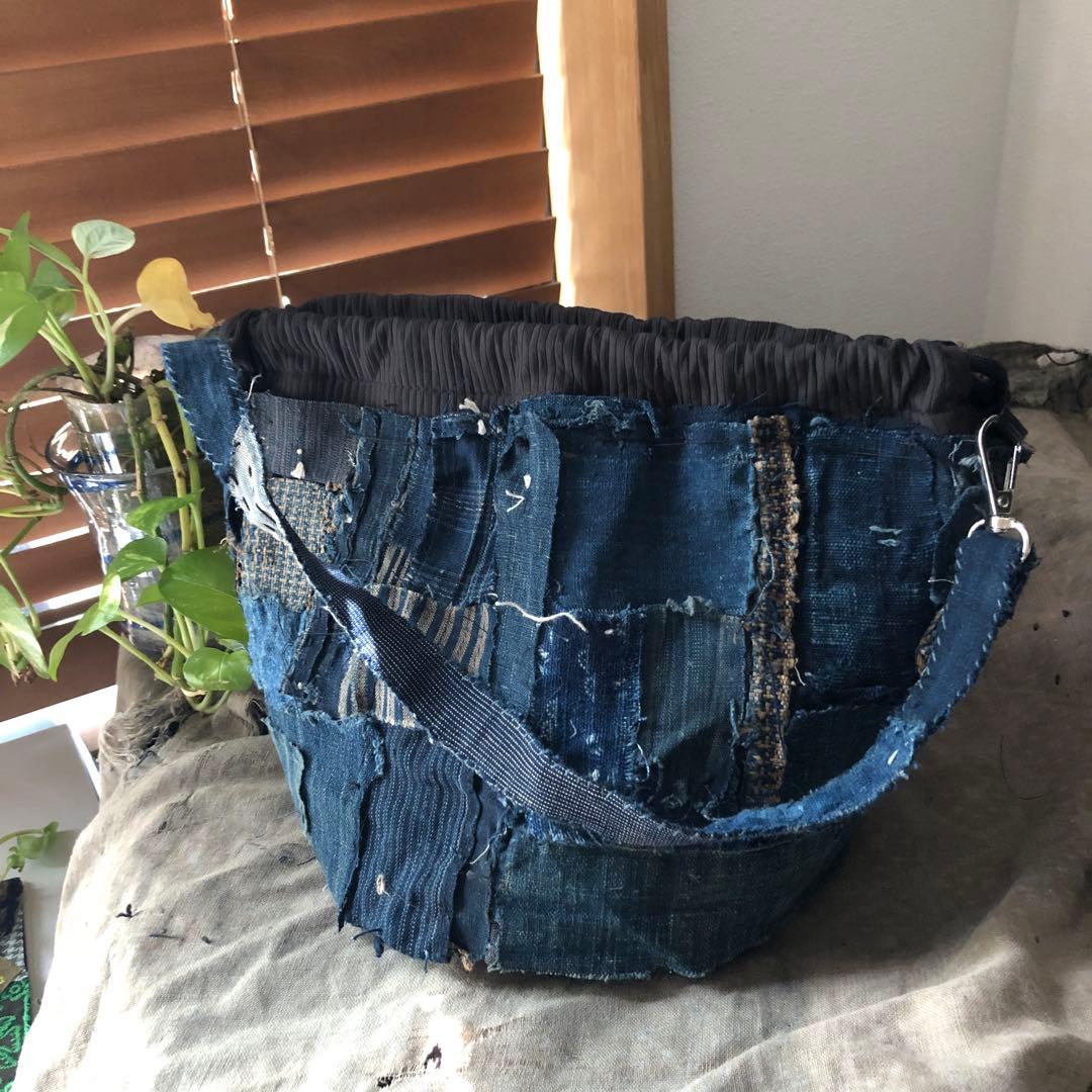 作って見ませんか稀に見る襤褸とミナで巾着袋/ミナペルホネン/藍染