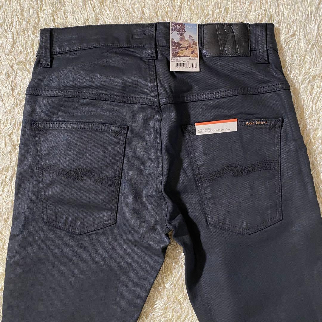 【新品】ヌーディージーンズ デニム THIN FINN 黒 W30 L32