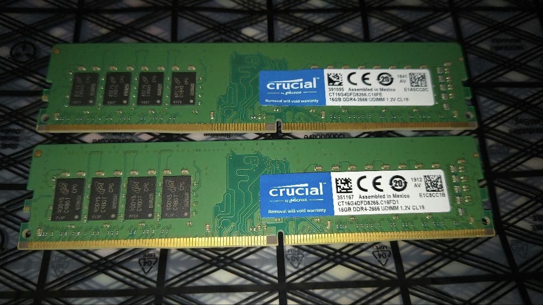 Crucial DDR4 2666 デスクトップ用メモリ16GB 2枚セット
