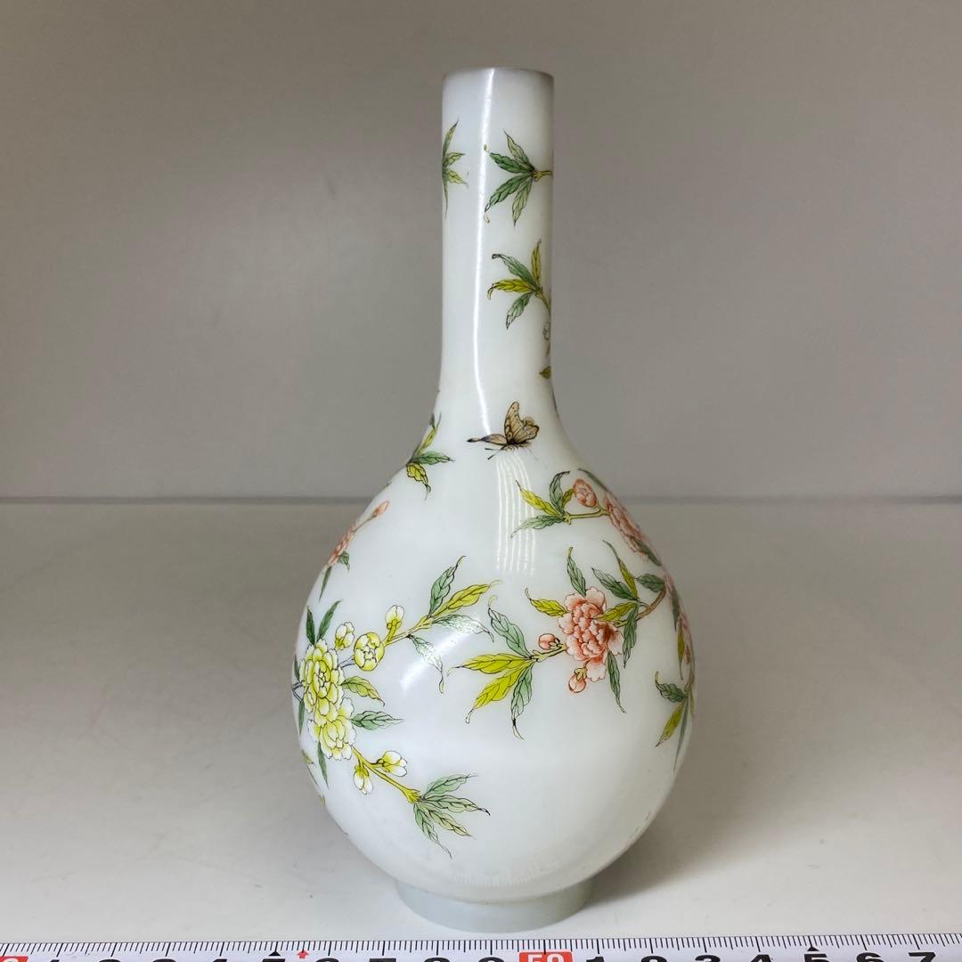 中国美術 乾隆年製 ガラス花入 h16.5cm 東キ8-0121①