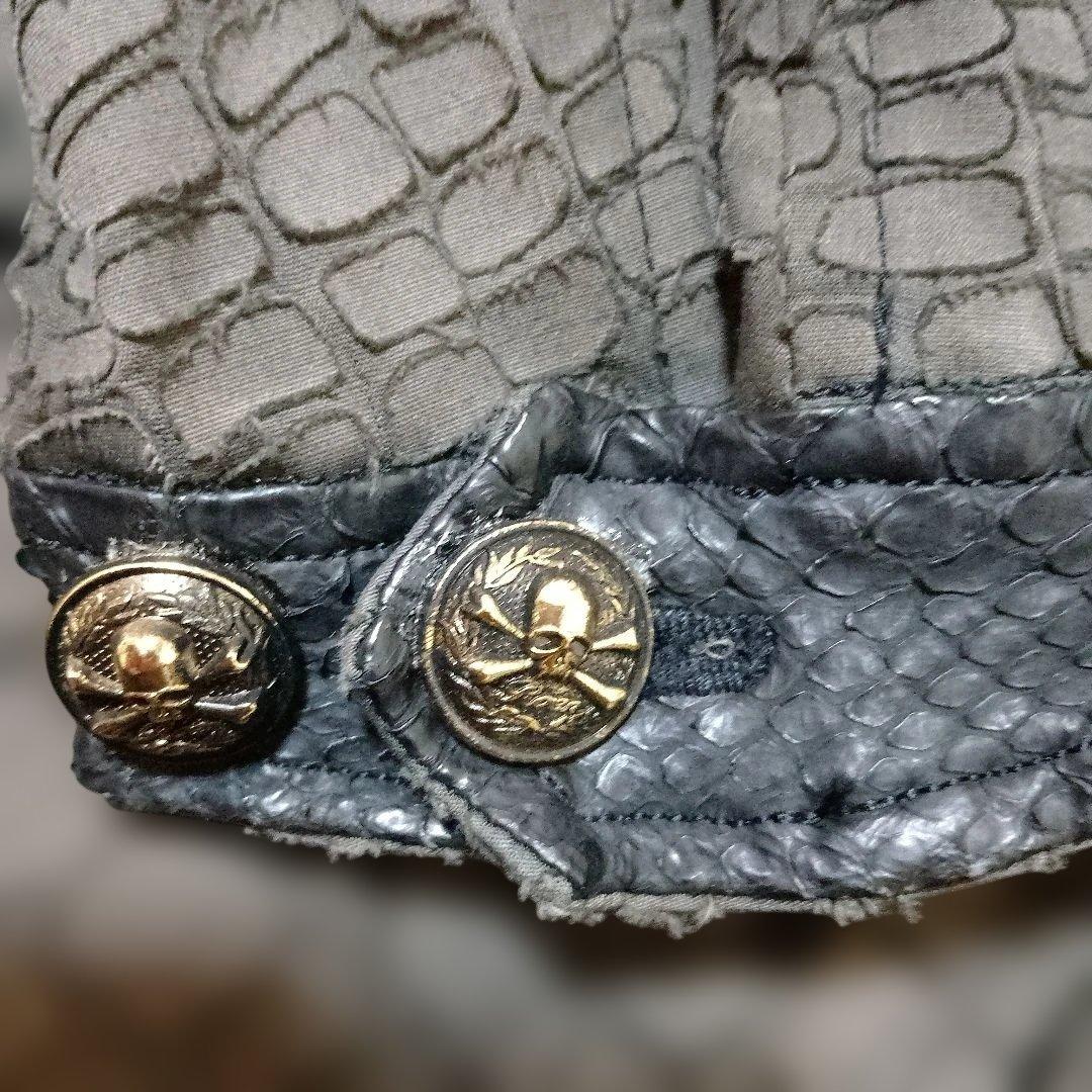 Roen クロコ型押し ミリタリージャケット 部分パイソン ディアスキン 46