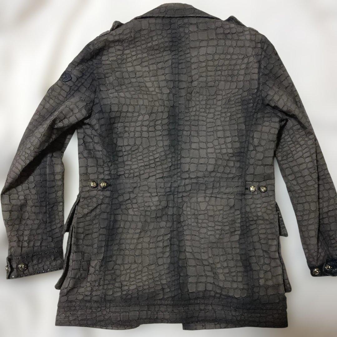 Roen クロコ型押し ミリタリージャケット 部分パイソン ディアスキン 46