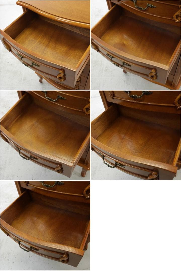 値下アンティーク調 猫脚 サイドチェスト 5段 電話台 FAX台