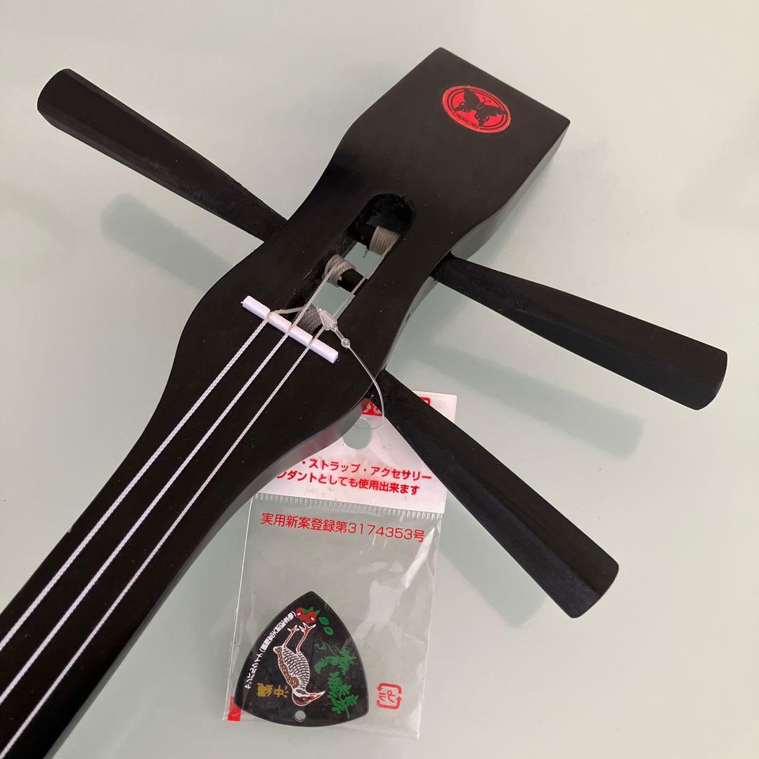 【未使用】カンカン三線　カンカラ三線　ヤンバルクイナとハイビスカス柄　沖縄