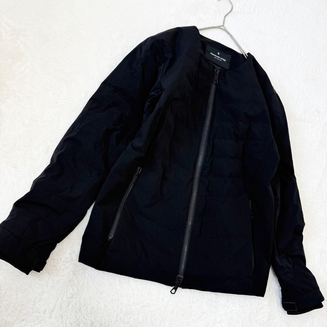 ナノユニバース シェルダウン 西川ダウン ノーカラー S ブラック 未使用級