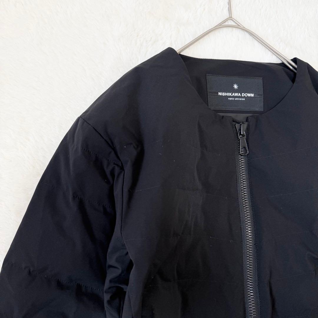 ナノユニバース シェルダウン 西川ダウン ノーカラー S ブラック 未使用級