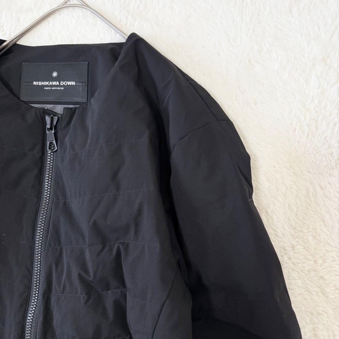 ナノユニバース シェルダウン 西川ダウン ノーカラー S ブラック 未使用級