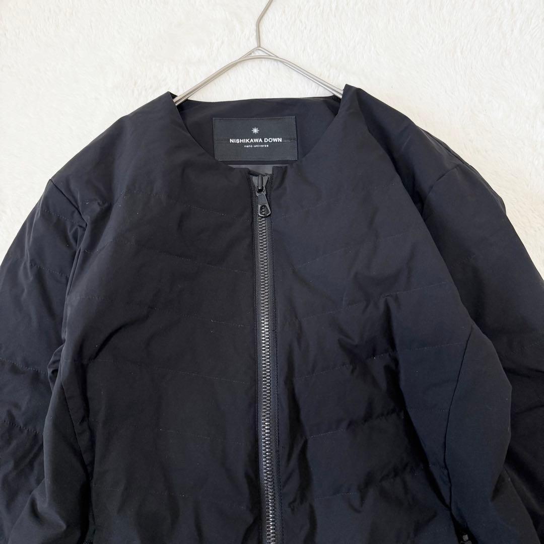 ナノユニバース シェルダウン 西川ダウン ノーカラー S ブラック 未使用級