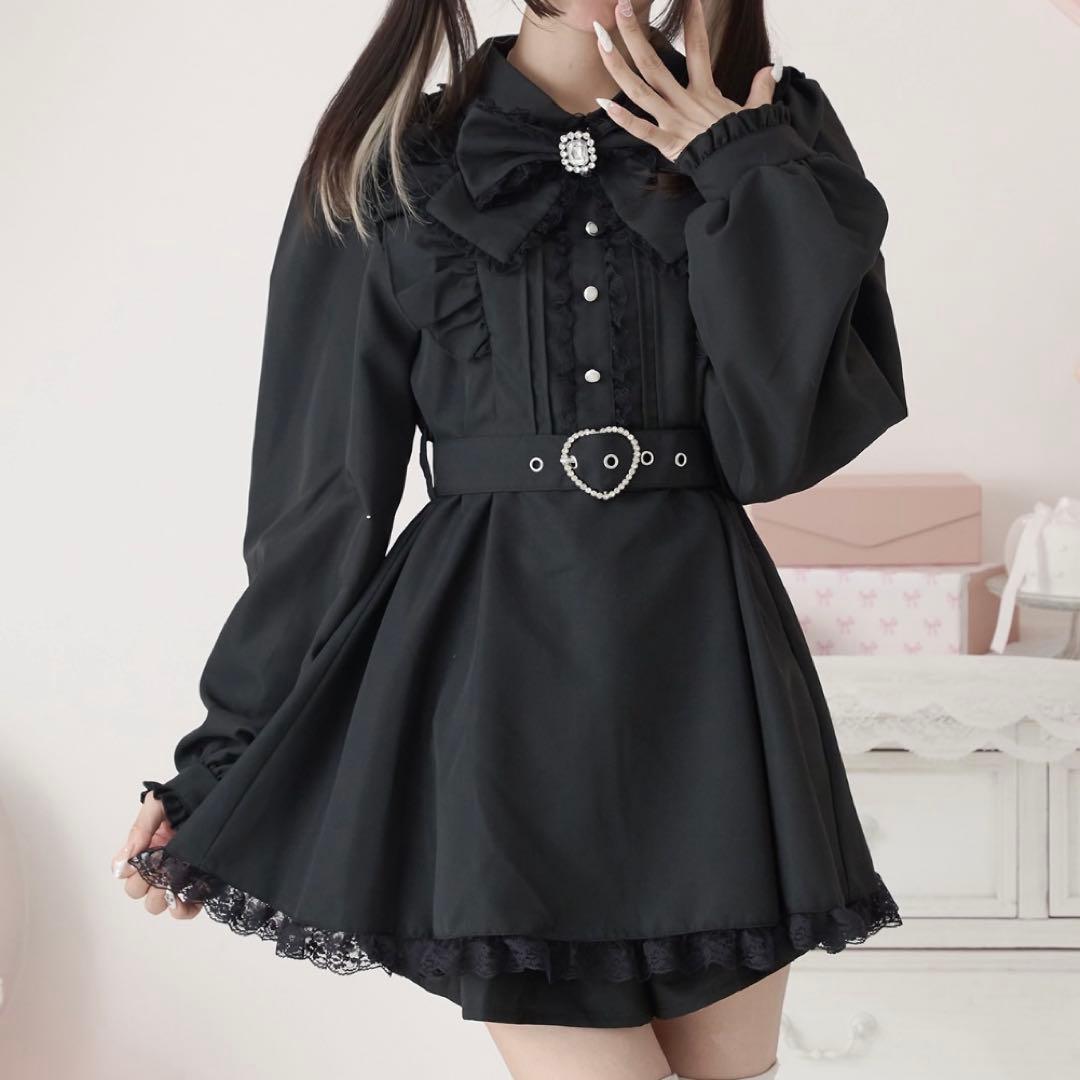 地雷 パルエルフィー メイド フリル リボン 十字架 ベルト セットアップ