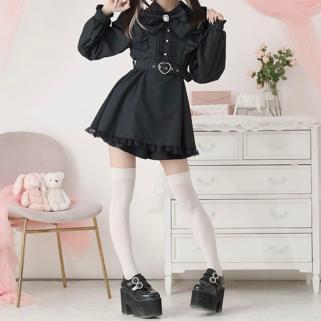 地雷 パルエルフィー メイド フリル リボン 十字架 ベルト セットアップ