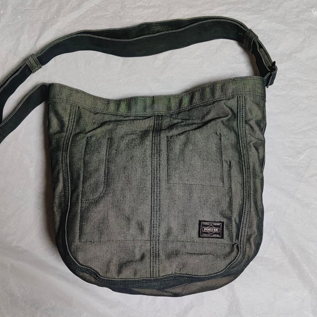 【極美品】ポーター　ショルダーバック　デニム　通勤　通学　旅行　大容量　A4収納