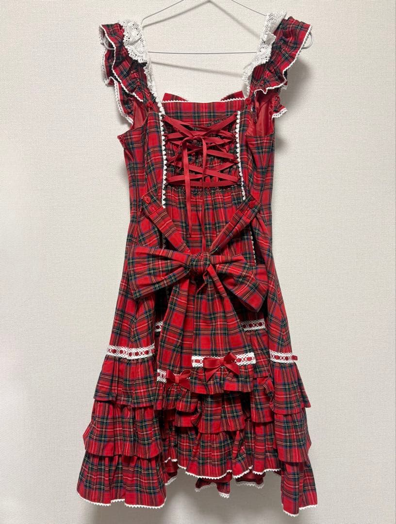 AngelicPretty Cute Heartジャンパースカートタータン アカ