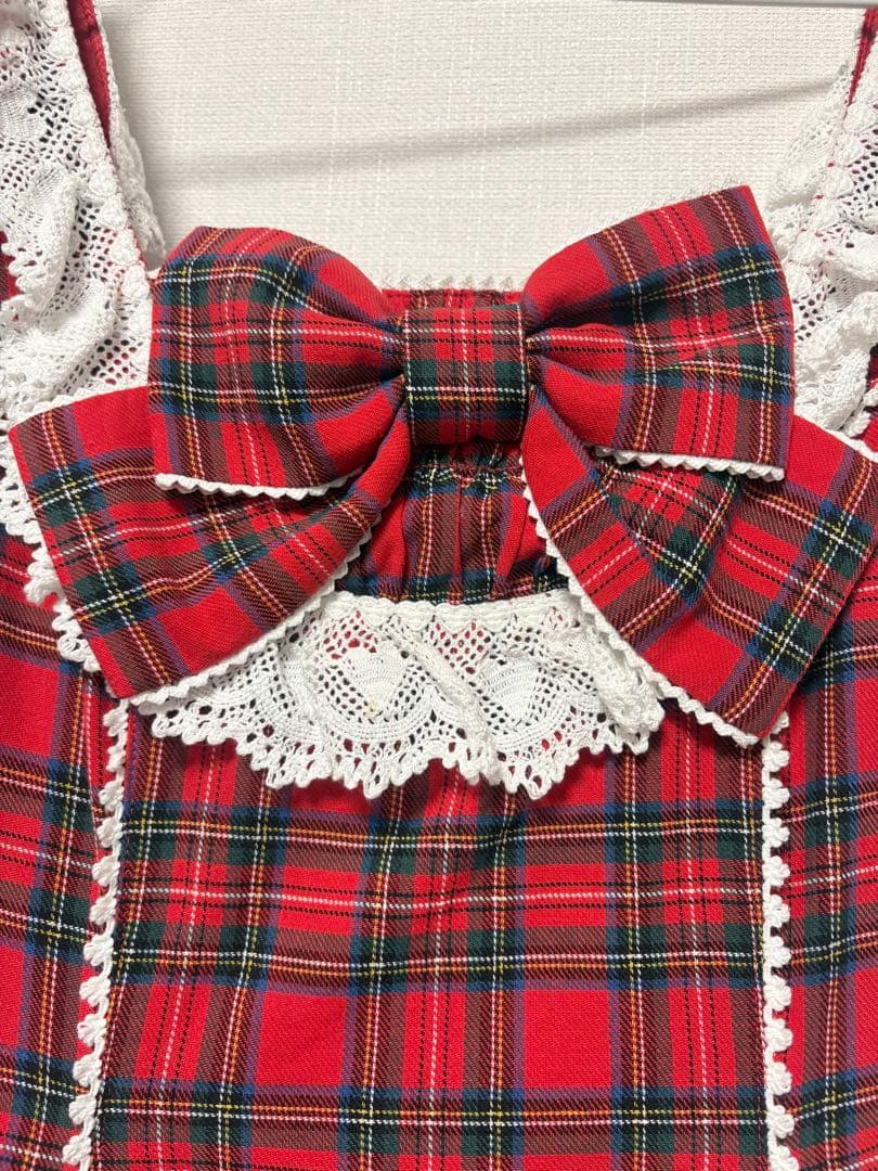 AngelicPretty Cute Heartジャンパースカートタータン アカ