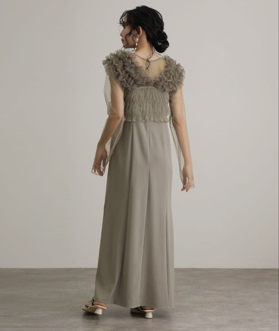 atlo オケージョンドレス　袖あり&ミモレ丈同窓会3点セットセレモニー結婚式