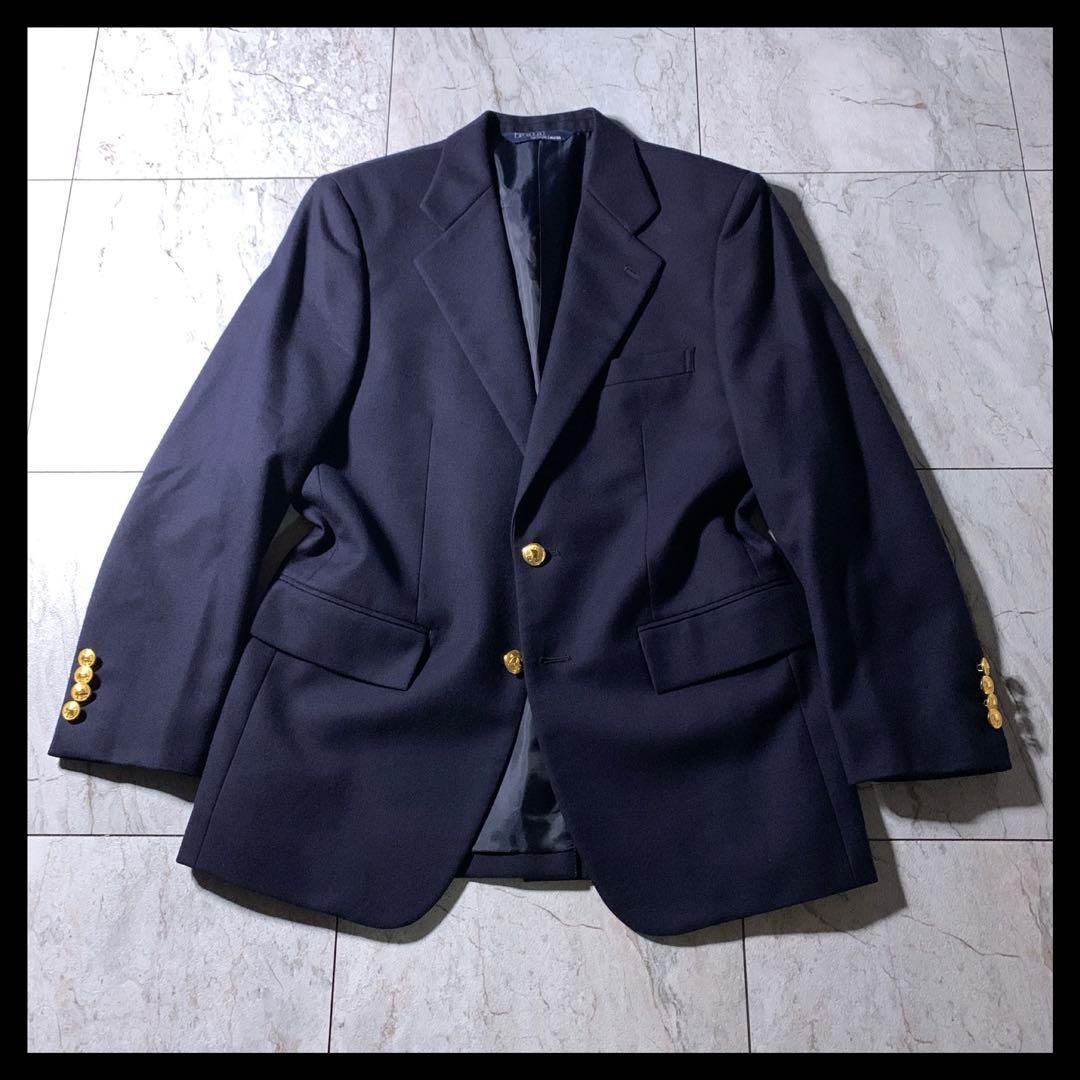 美品 ポロラルフローレン 紺ブレ シングル ブレザー 金ボタン 160
