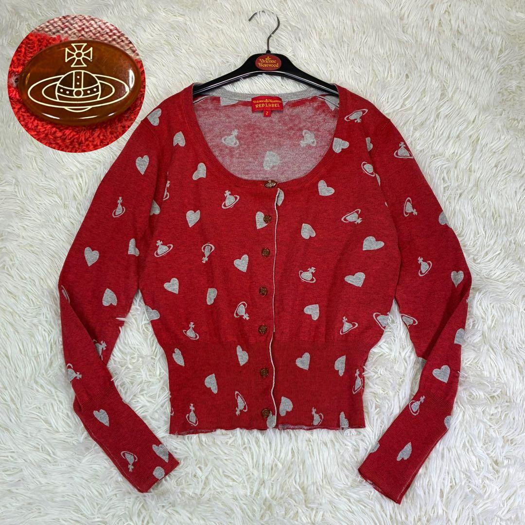ヴィヴィアンウエストウッド カーディガン 総柄 オーブ ハート オーブ釦
