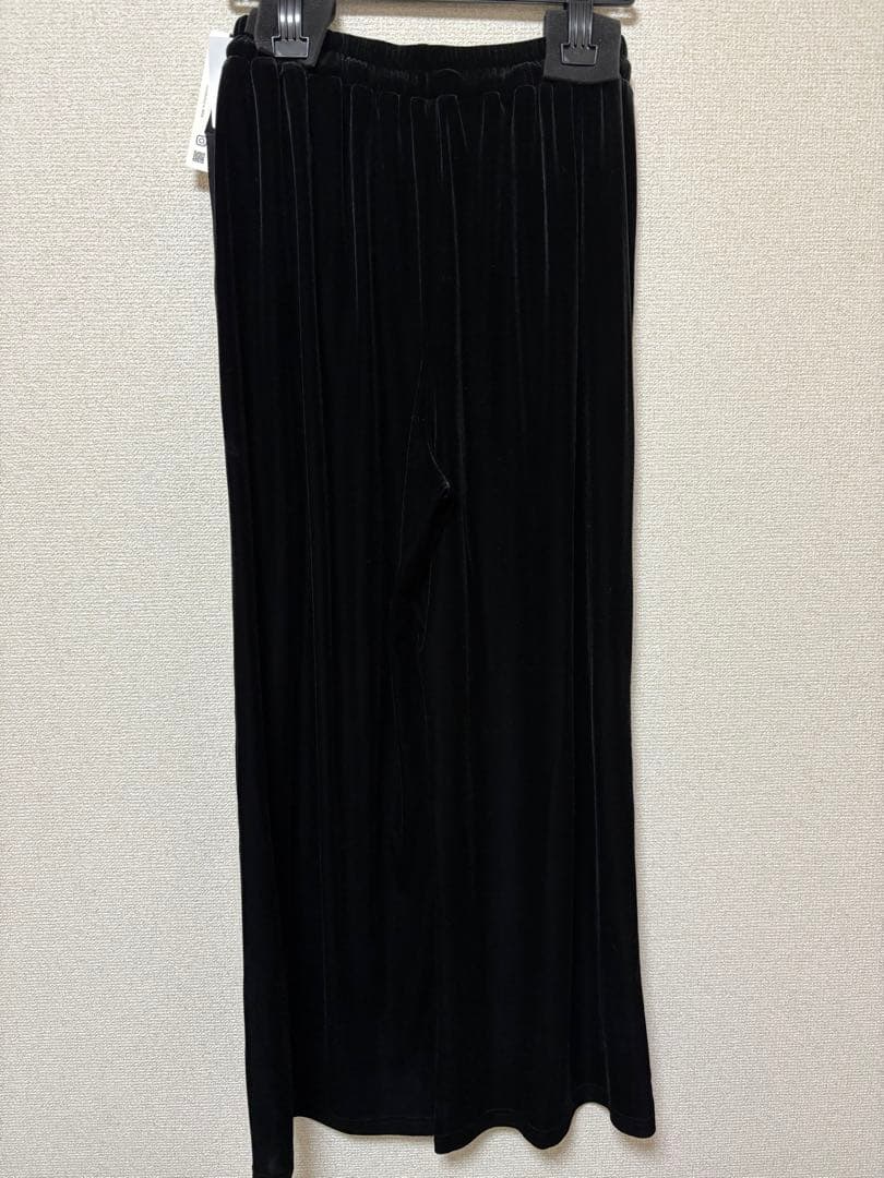 新品　今季　Eimee Law アシメサイドレースベロアパンツ　ブラック