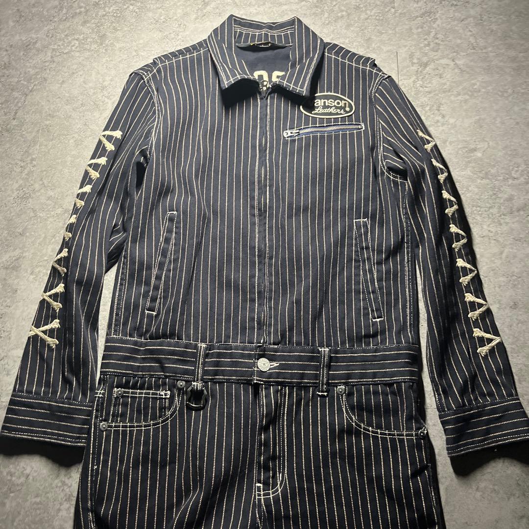 美品 VANSON つなぎ ウォバッシュストライプ M 送料無料