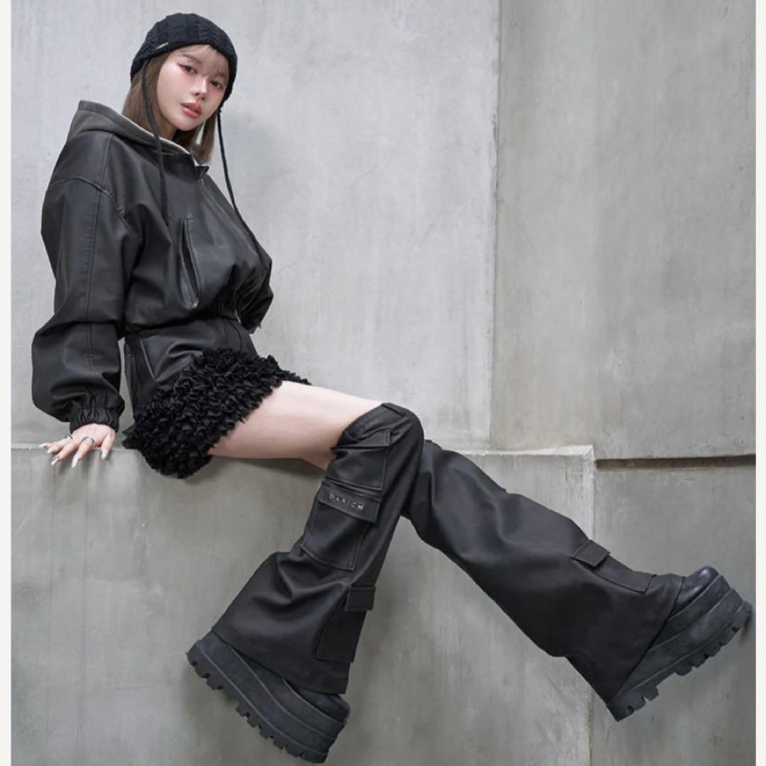 ダーリッチ　レザーブーツカバー　ブラック