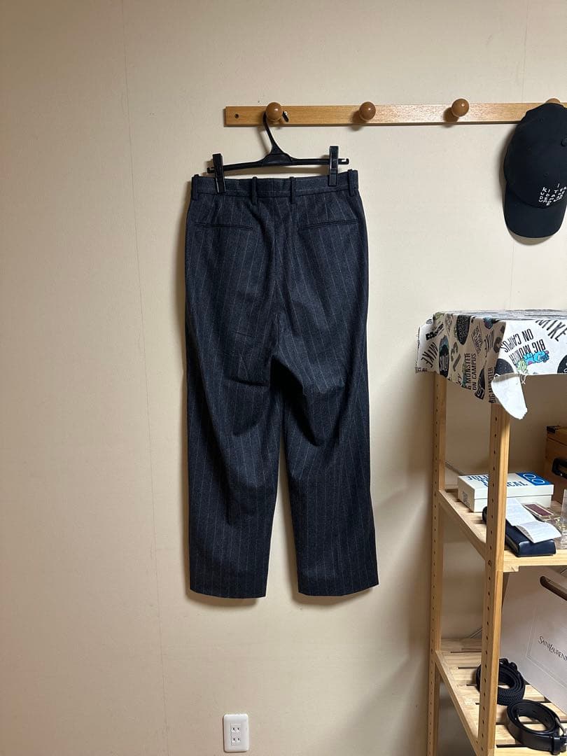 Steven Alanウール ストライプスラックス　グレー　トラウザーズ　M