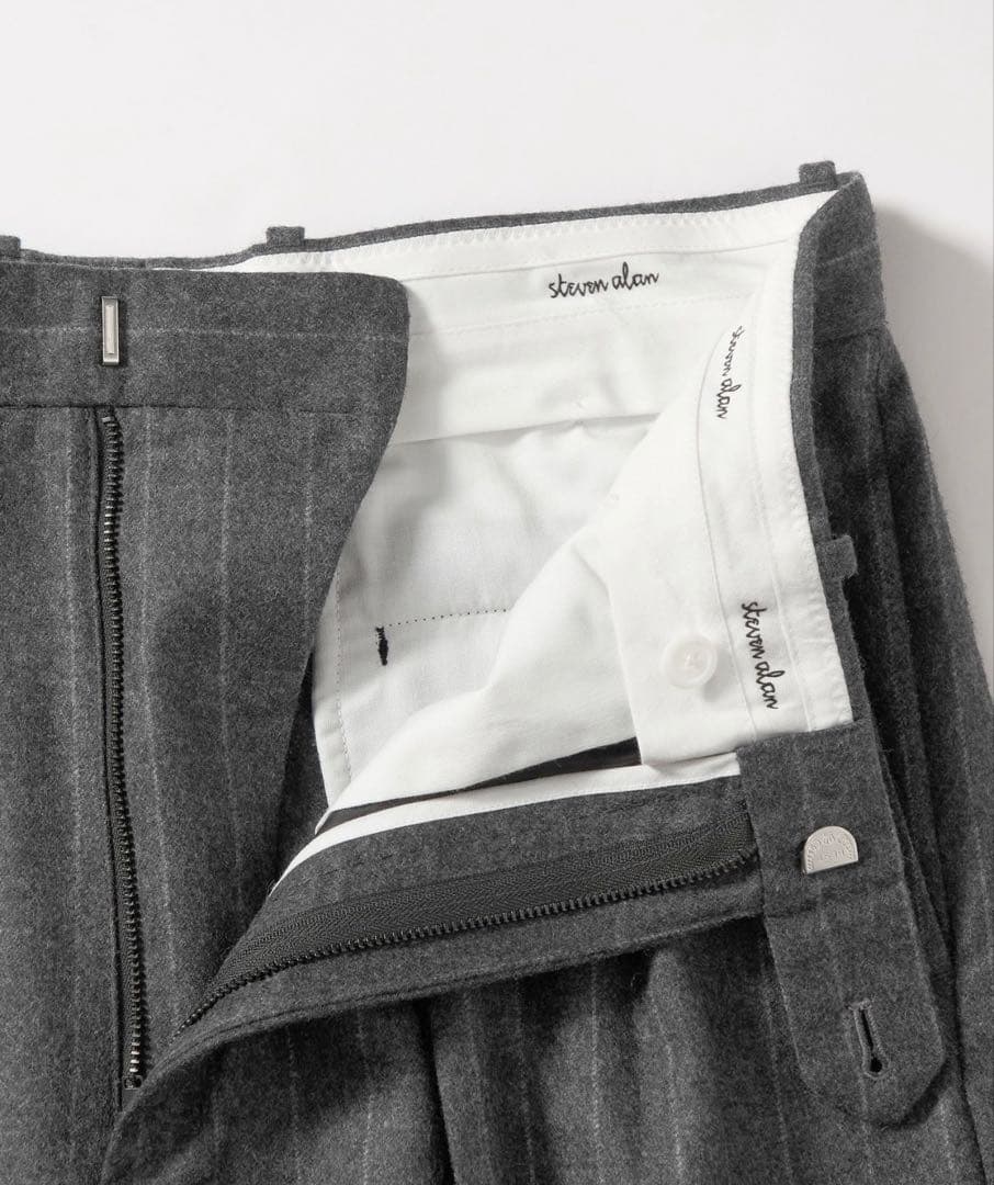 Steven Alanウール ストライプスラックス　グレー　トラウザーズ　M
