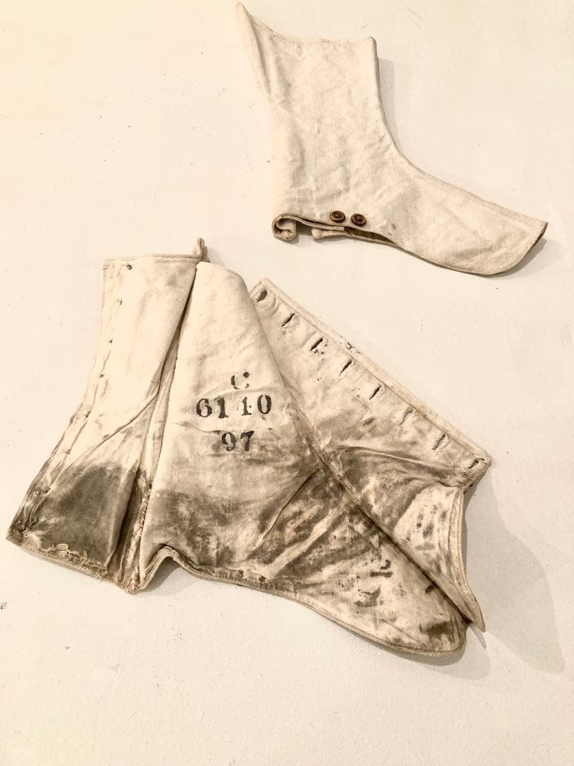 フランスアンティーク 白リネン フットカバー