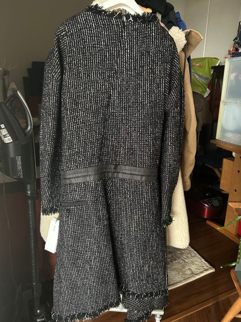 sacaiツィードアシンメトレーワンピースドレス