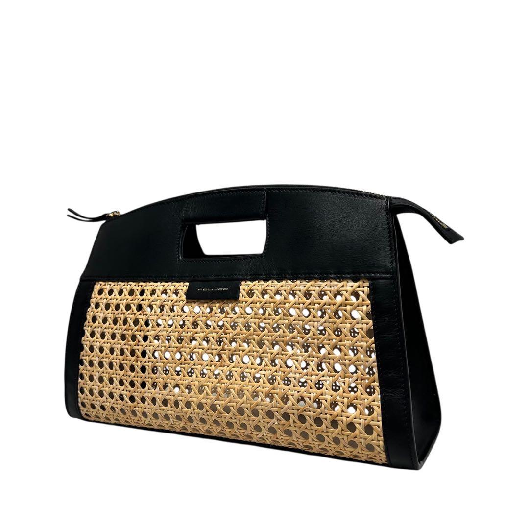 【美品】PELLICO/ペリーコ/レザー切り替え/カゴバッグ/クラッチバッグ