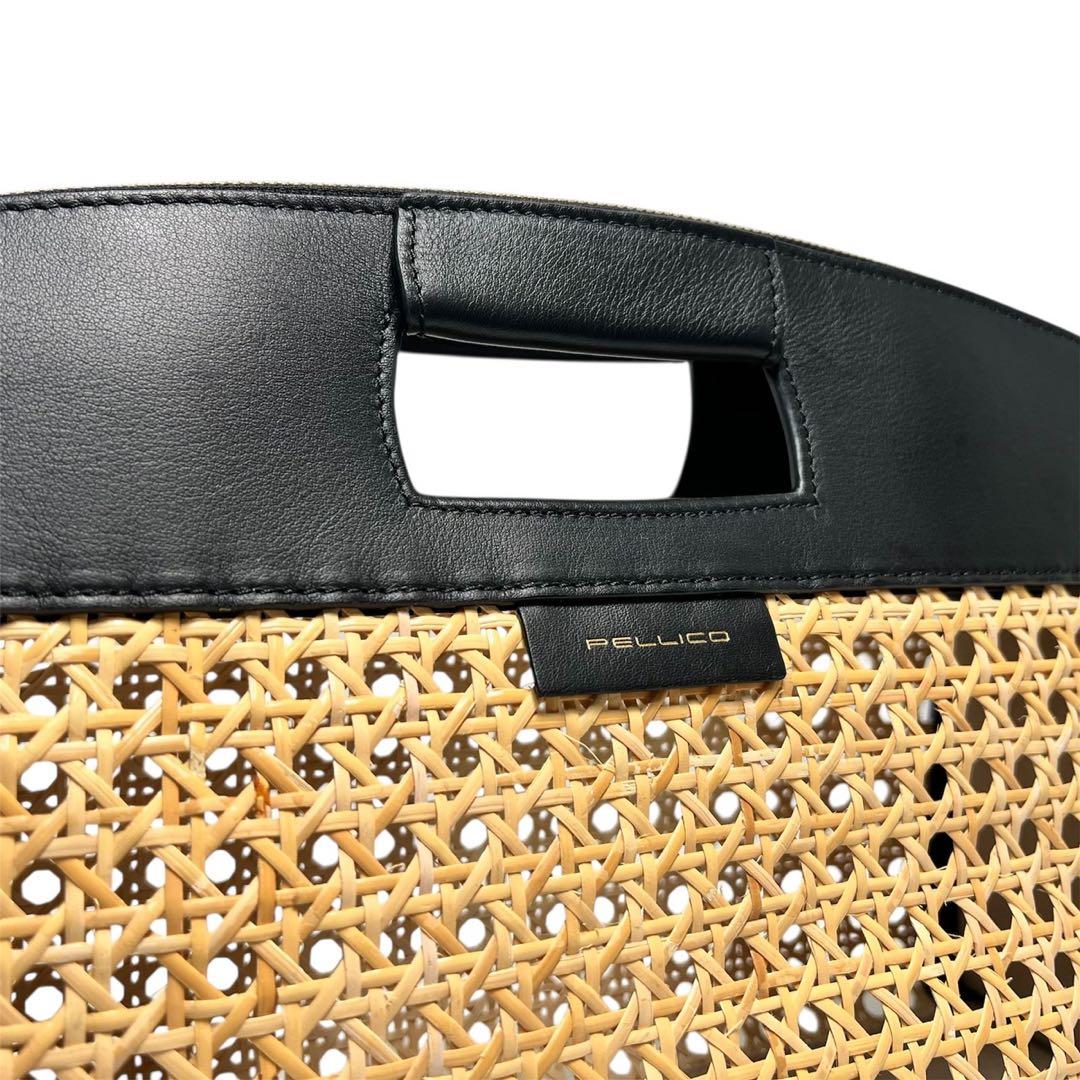 【美品】PELLICO/ペリーコ/レザー切り替え/カゴバッグ/クラッチバッグ
