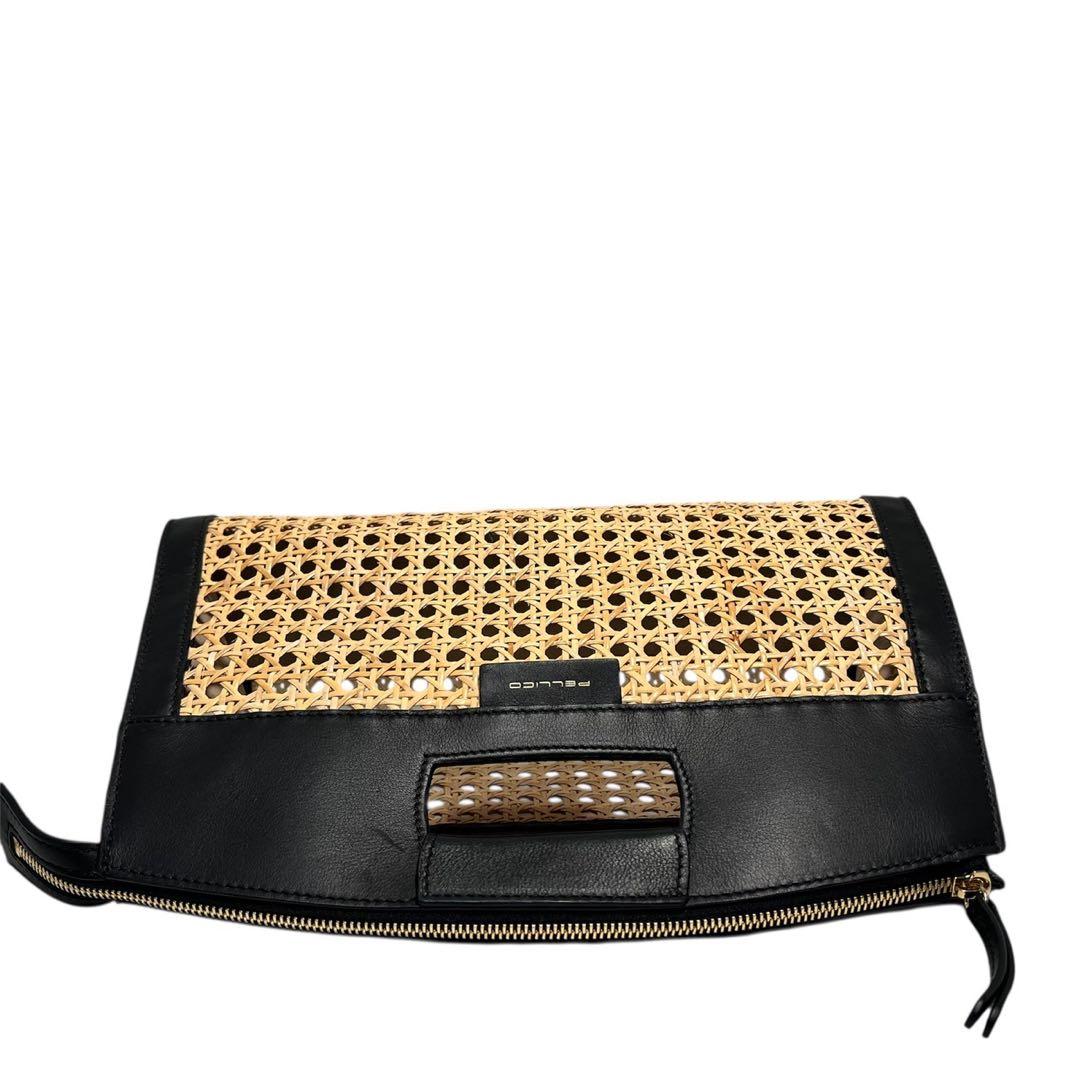 【美品】PELLICO/ペリーコ/レザー切り替え/カゴバッグ/クラッチバッグ