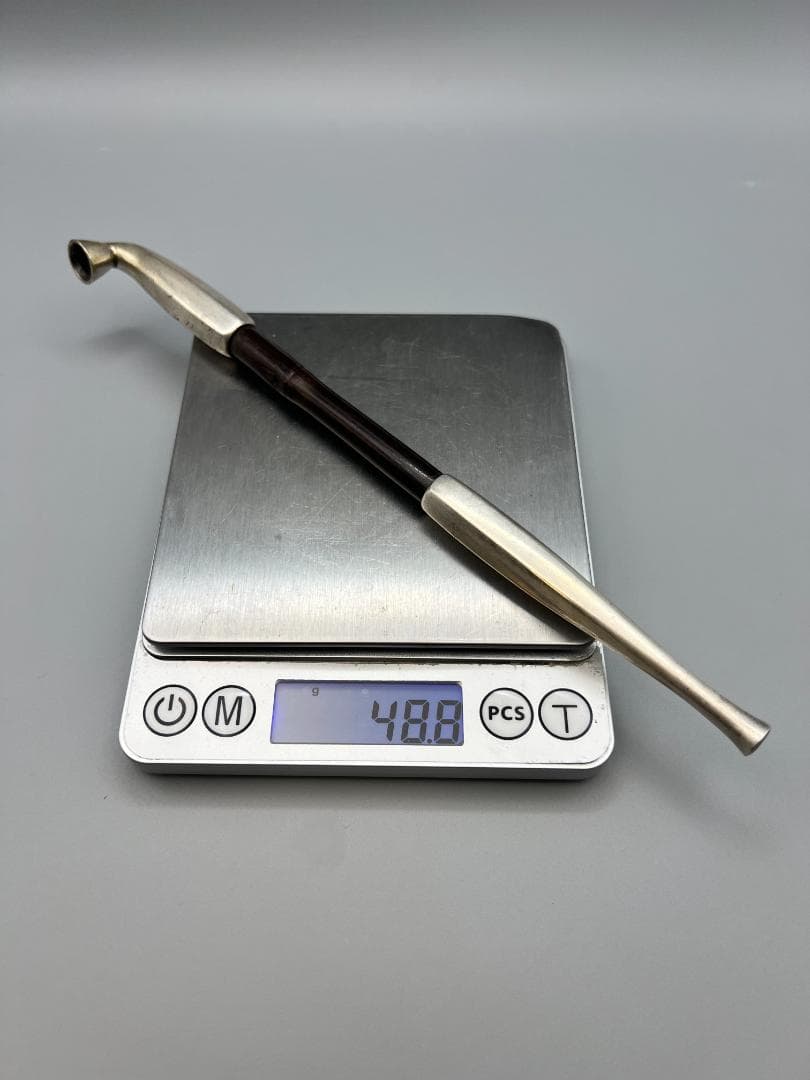 【海】純銀煙管　六角形　キセル　純刻印　銀細工　アンティーク　重量約48.8g