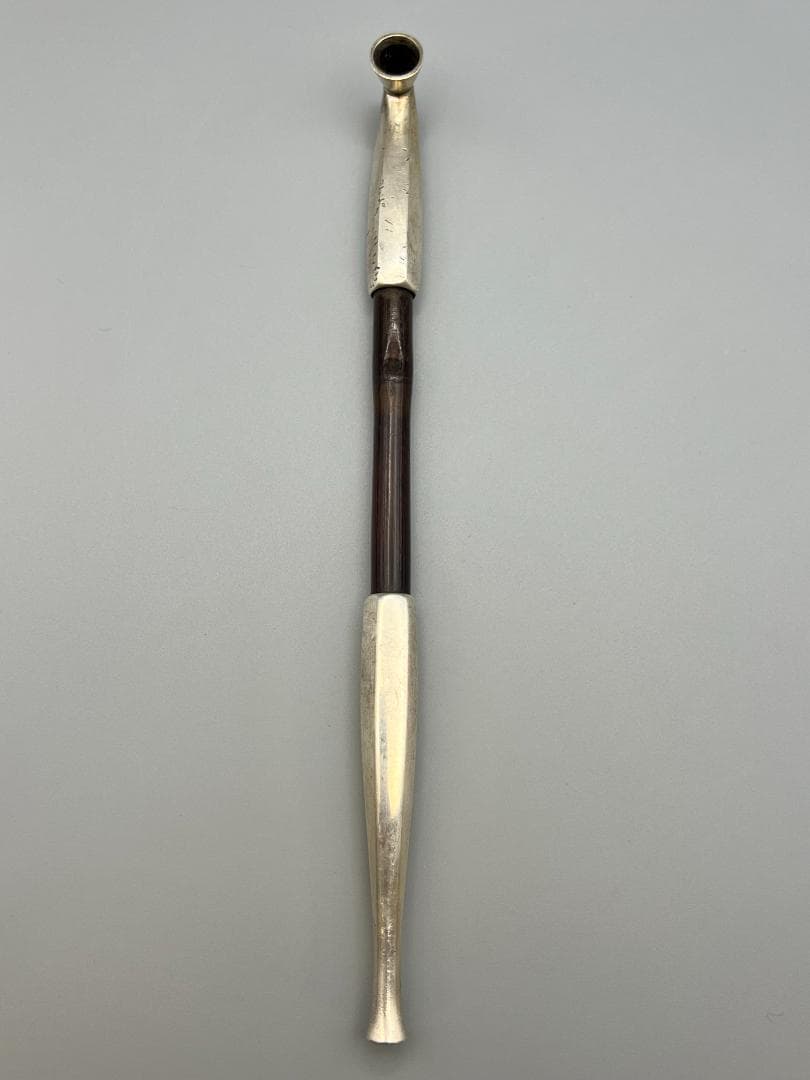 【海】純銀煙管　六角形　キセル　純刻印　銀細工　アンティーク　重量約48.8g