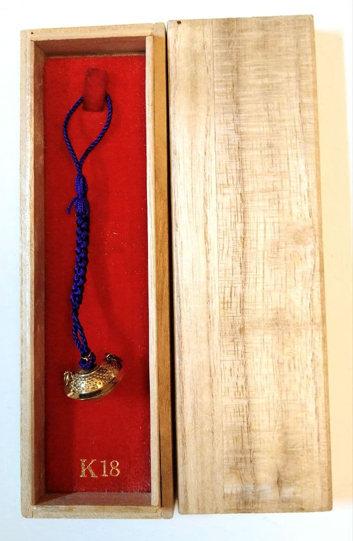 K18 茶釜 携帯ストラップ 縁起物 御守 ヴィンテージ