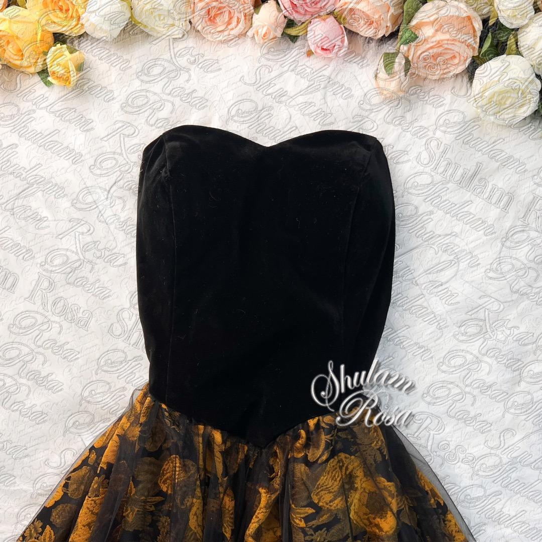 Sサイズ　専用　　アンティークゴールドの気品♡編み上げリボンイブニングドレス♡L