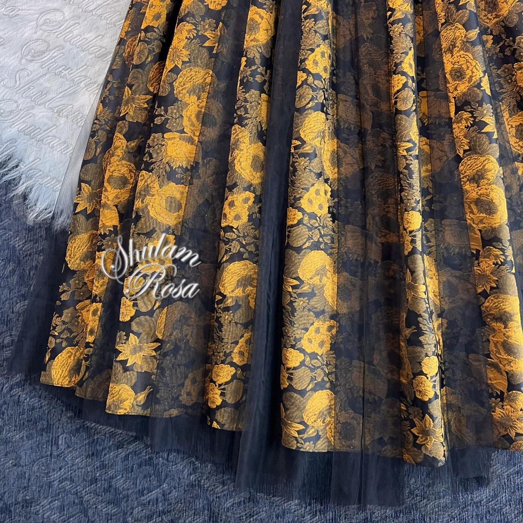 Sサイズ　専用　　アンティークゴールドの気品♡編み上げリボンイブニングドレス♡L