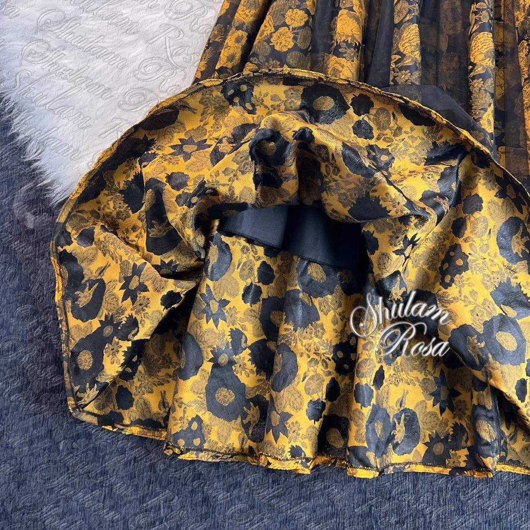 Sサイズ　専用　　アンティークゴールドの気品♡編み上げリボンイブニングドレス♡L