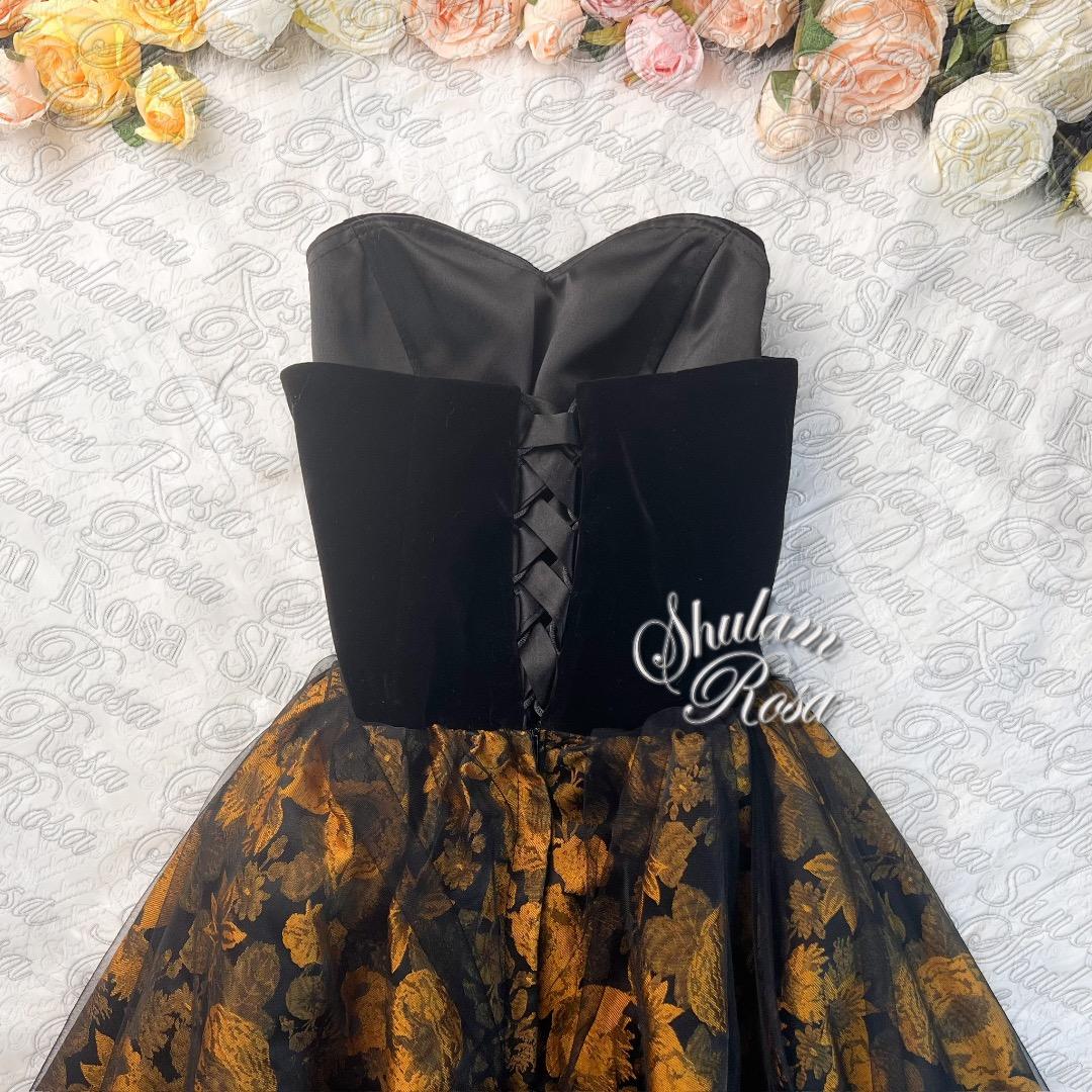 Sサイズ　専用　　アンティークゴールドの気品♡編み上げリボンイブニングドレス♡L